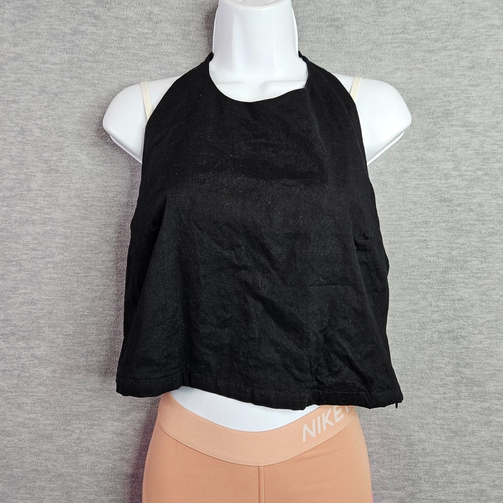 Athleta Women Halter Top Size L Black Sleeveless Lightweight Casual Tie back